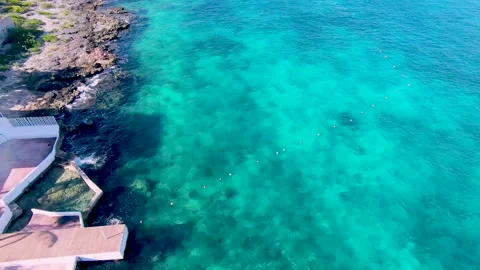 Drone Flies Forward over a Pacific Resort Beach Video stock 347152716