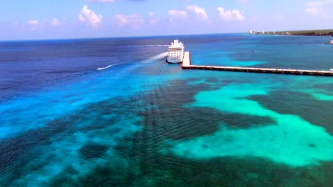 Drone Flies Forward over a Ship in the Pacific Ocean Stock-Footage 347151481