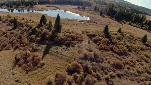 Drone Flies High in Alberta Stock Footage 218636891