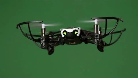 Drone flies indoor on green screen, dolly move Stock Footage 99456471