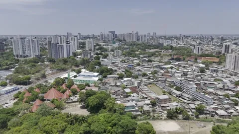 Drone flies to the left overlooking the middle of Manaus, Amazonas, Brazil Stock-Footage 286046630
