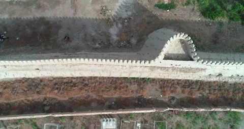 A drone flies over an ancient walled fortress in Bukhara near the Talipach Gate Stock Footage 243081145