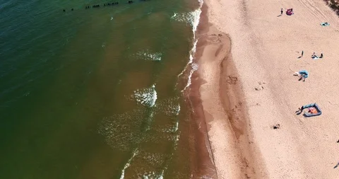 The drone flies over the beach. Stock Footage 107796190