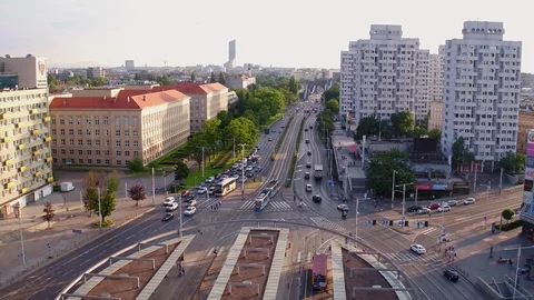 The drone flies over the big roundabout. Stock Footage 108418820
