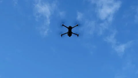 Drone Flies Over The Blue Sky Stock Footage 216950213