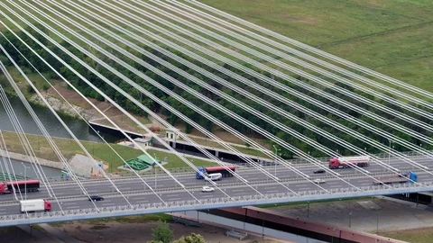 The drone flies over the bridge. Stock Footage 108345574