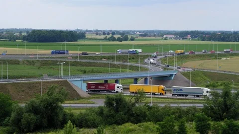 The drone flies over the bypass. 스톡 동영상 108174818