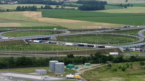 The drone flies over the bypass. 스톡 동영상 108178579