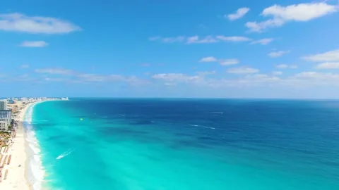 Drone flies over Cancun Stock Footage 153546145