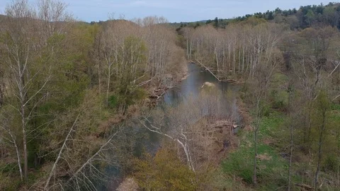 Drone Flies Over Clear Creek Stock Footage