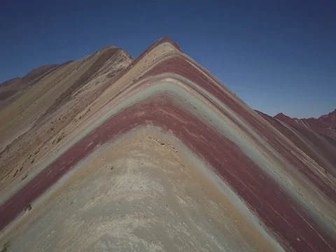 Drone flies over colored mountain in Peru Stock Footage 83293113