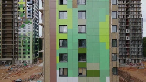 A drone flies over a construction site. Video stock 252280464