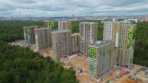 A drone flies over a construction site. Stock Footage 252280677
