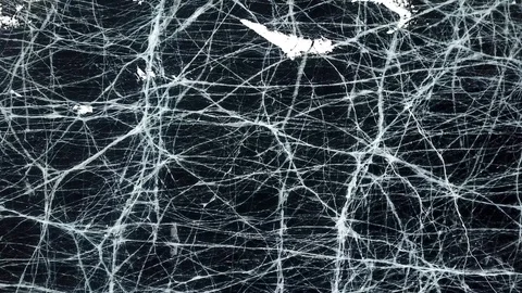 The Drone Flies Over The Dark Blue Frozen Ice  Stock-Footage 104845632