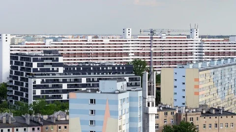 The drone flies over the district of Wroclaw. Stock Footage 108189581