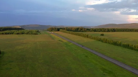 The drone flies over the field. Stock Footage 113647070