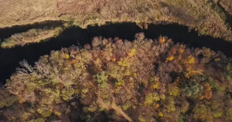 Drone flies over the fields and river Stock Footage 141239728