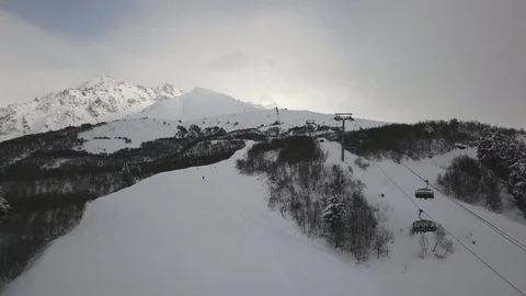 Drone flies over the Gudauri mountains in Georgia. Stock Footage 101783848