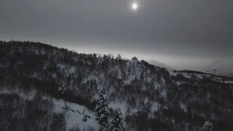 Drone flies over the Gudauri mountains in Georgia. Stock Footage 101783863
