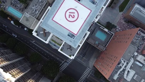 The drone flies over the helipad Video stock 247165721
