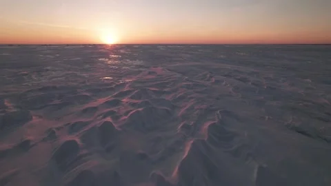 Drone flies over an ice field Stock Footage 166305608