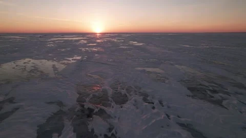 Drone flies over an ice field Stock Footage 166305740