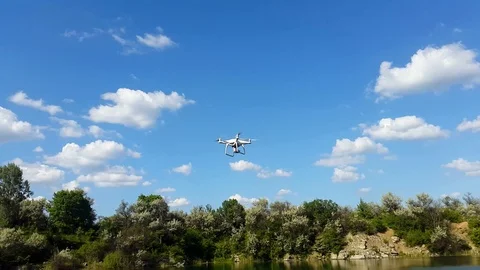 Drone flies over the lake Stock Footage 90418280