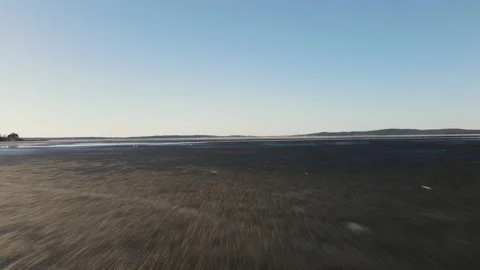The drone flies over the lake. Video stock 152612346