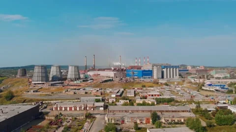 The drone flies over a large industrial area with a lot of storage facilities Stock Footage 165865477