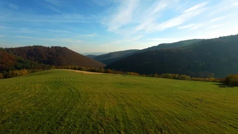 The drone flies over the meadow in Bieszczady. Stock Footage 106901065