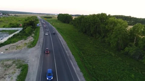 The drone flies over the motorway.The view from the top. Vidéo 78763295