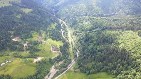 Drone flies over the mountains in summer Stock Footage 87188324