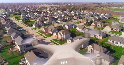 Drone flies over nice neighborhood. Stock Footage