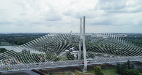 The drone flies over the Odra river. Video stock 108352281