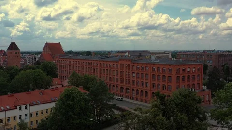 The drone flies over the Old Town in Elblag. Stock Footage 115647933