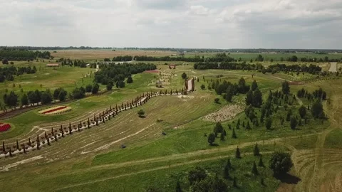 Drone flies over the park_08 Video stock 166534018