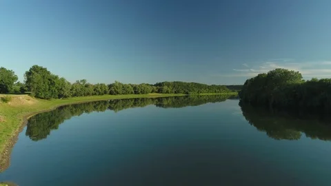 Drone flies over the river Stock Footage 76844007