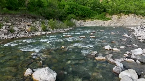 Drone flies over the river Stock Footage 205484753