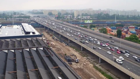The drone flies over the road. Stock-Footage 107327932
