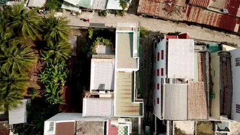 Drone flies over the rooftops of Vietnam Vídeos de archivo 240976421