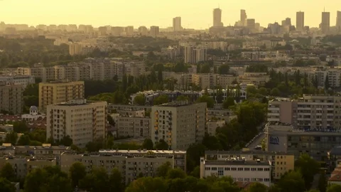 The drone flies over Sadyba - district of Warsaw. 스톡 동영상 107628179