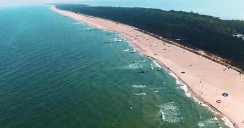 The drone flies over the sandy beach. Stock Footage 107926132