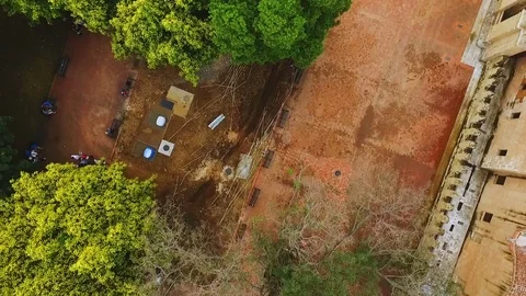 Drone flies over a small monument Stock Footage 71361841