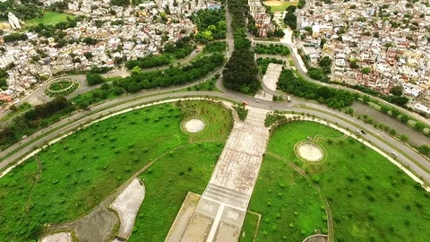 Drone flies over the small town Stock Footage 71362417