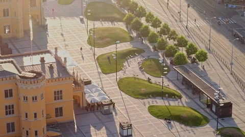 The drone flies over the square in front of the main station. Stock Footage 108198274