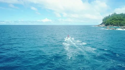 A drone flies over the surface of the water on a sunny day Stock Footage 155405986