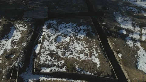 The drone flies over the trenches Video stock 221125225