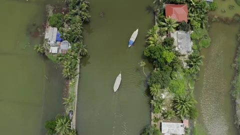 Drone flies over village between rice fields Stock-Footage 132233428