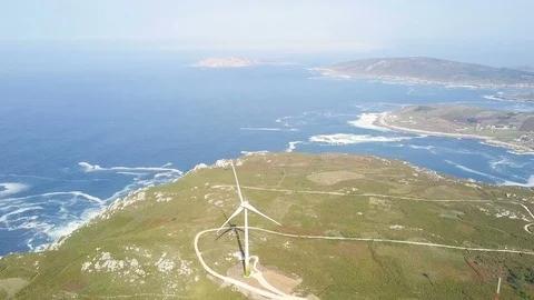 Drone flies over the windmill Stockbeeldmateriaal 82306606