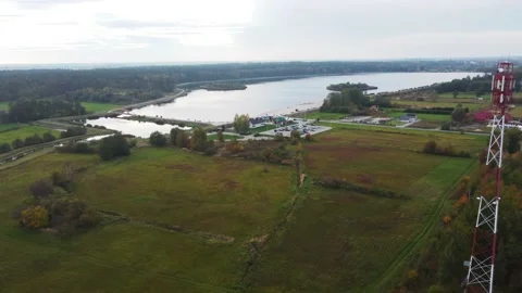 The drone flies past the cellular Stock Footage 223511499